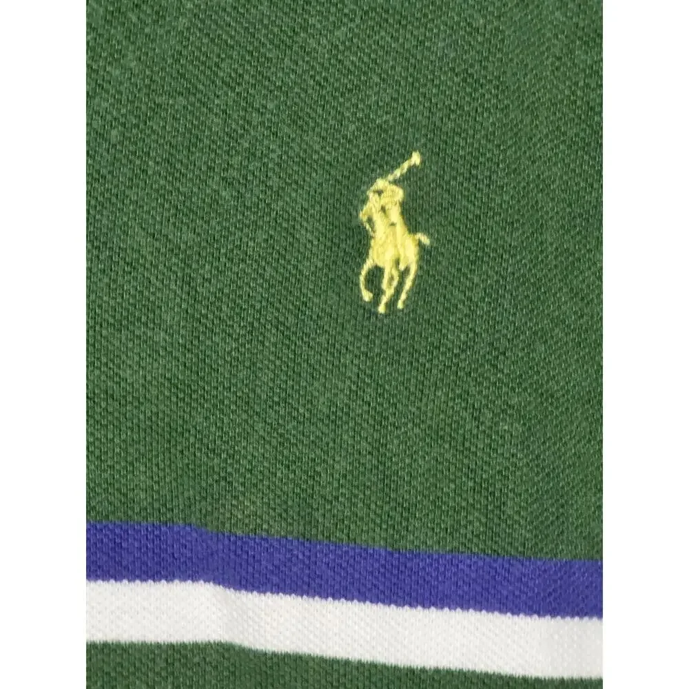 Polo Ralph Lauren Striped Polo Shirt Men’s Large Green Purple  Classic Cotton